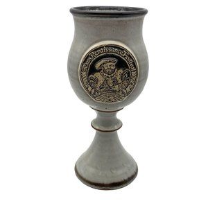 Deneen Texas Renaissance Festival 1985 Stoneware Cup Goblet Chalice vintage 12fl